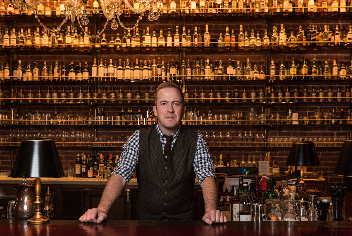 Portrait Kyle Sanders at Multnomah Whiskey Library in Portland