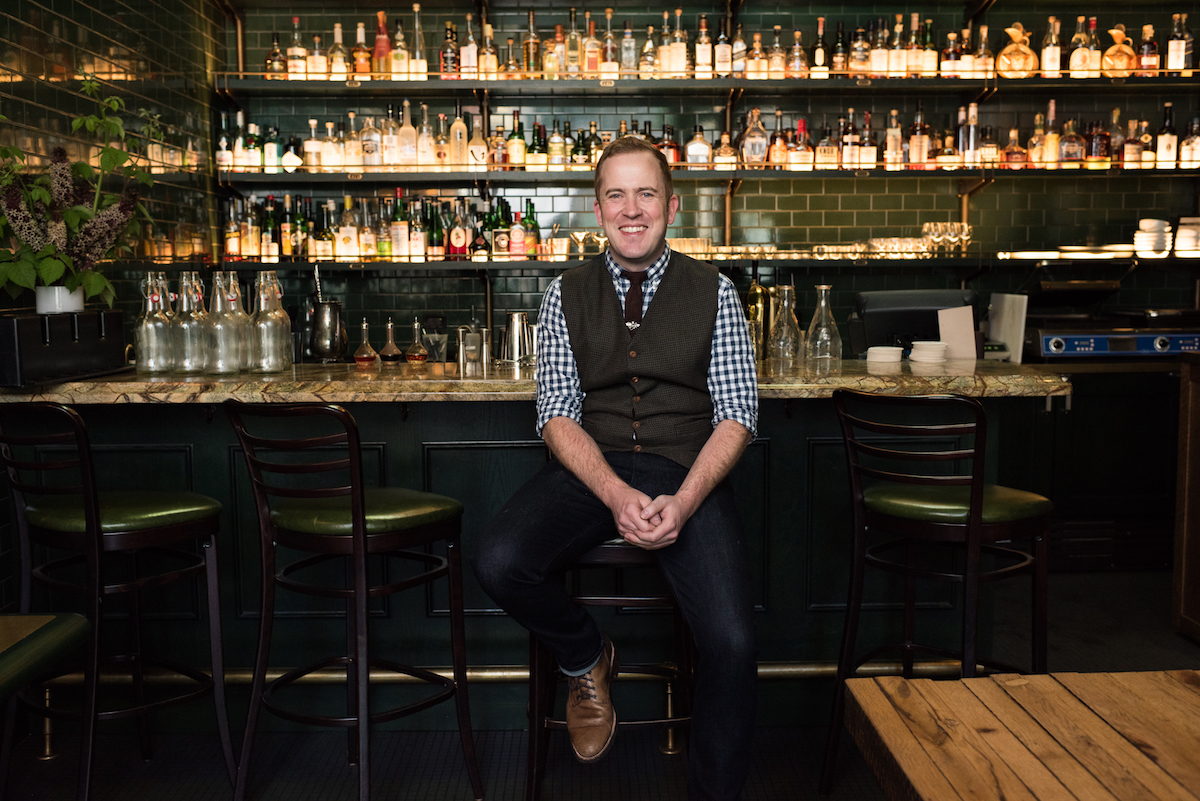 Portrait Kyle Sanders at Multnomah Whiskey Library in Portland